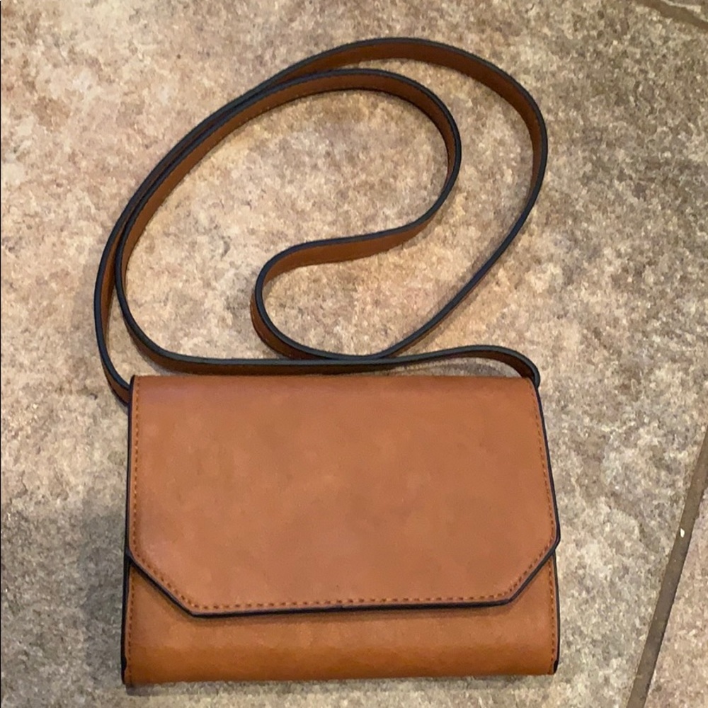 KIMCHI BLUE Brown Faux Leather Tan Crossbody Bag